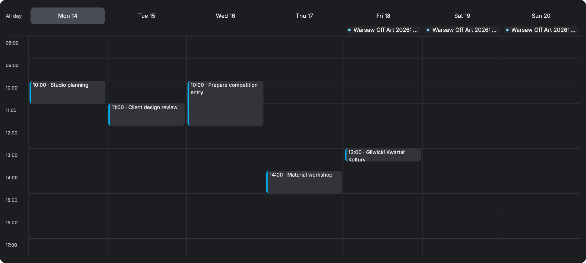 Tasks, meetings and project milestones — SIMTU application